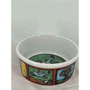 Ursula Dodge "Flight Of The Blue Dog"‎ Stoneware Bowl By Signature